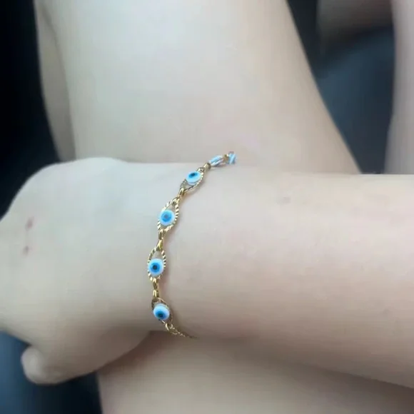 Bracelet Blue eye Gold Evil Eye 

Stainless Steel Bracelet ✨ - Picture 8 of 17